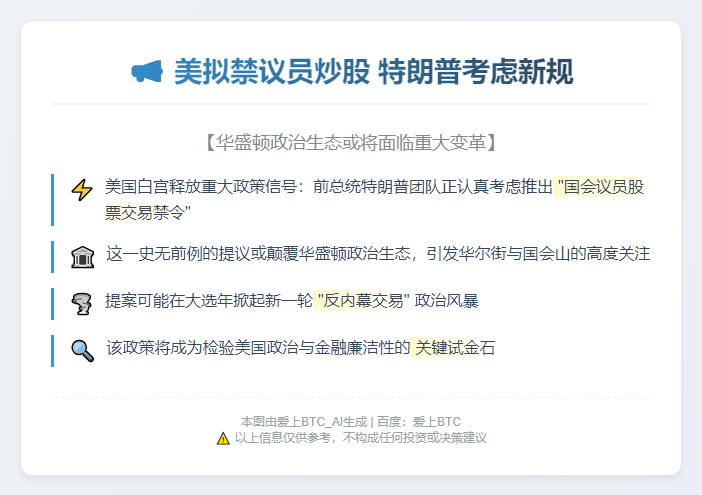 美拟禁议员炒股 特朗普考虑新规