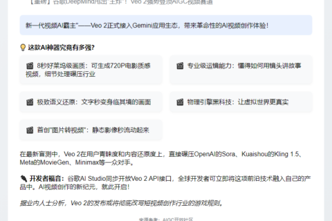 谷歌Veo 2发布：8秒超真视频生成