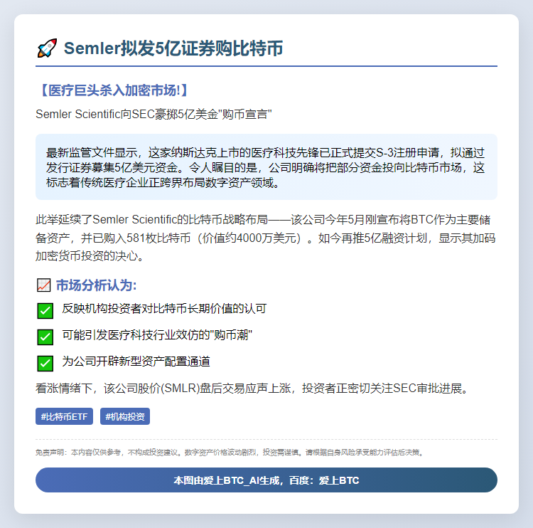 Semler拟发5亿证券购比特币插图 Semler拟发5亿证券购比特币