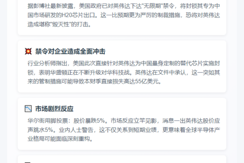 英伟达：美禁令致季度损失55亿