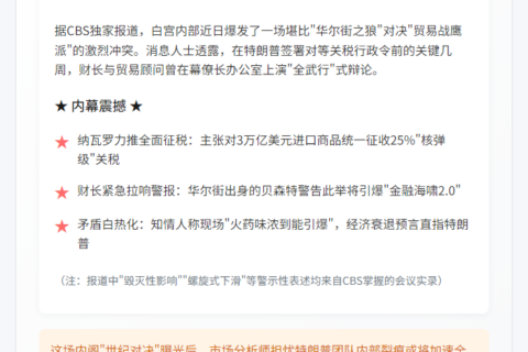 美财长与特朗普关税争执曝光