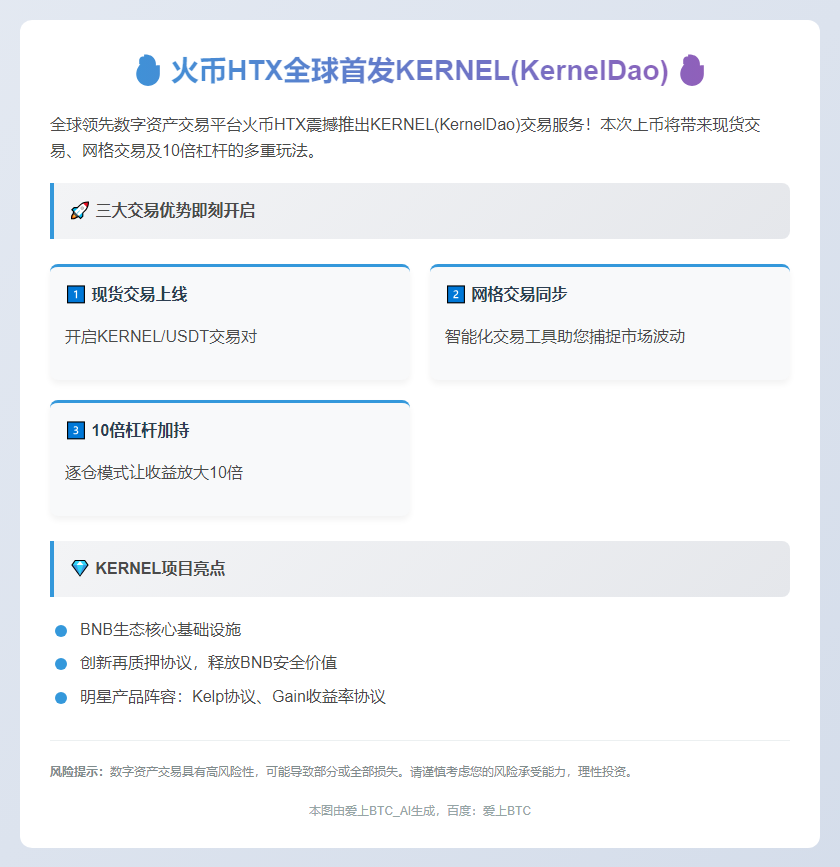 "火币HTX今日首发KERNEL（KernelDao）并开杠杆交易"