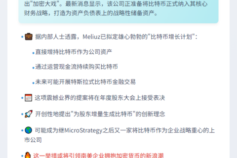 巴西Meliuz拟增持比特币