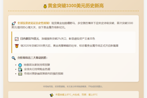 黄金破3300美元新高