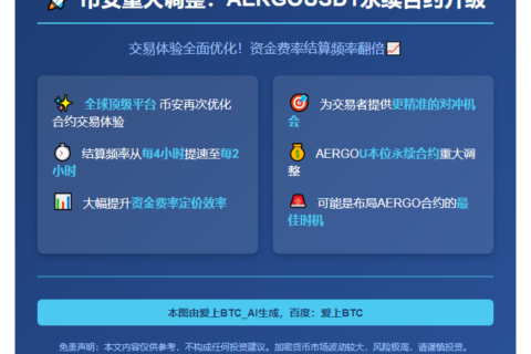 币安调整AERGOUSDT永续合约结算频率