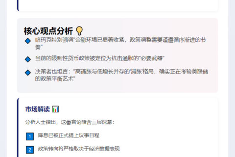 美联储哈玛克：增长放缓或促快速降息