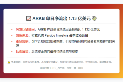 ARKB单日净流出1.13亿美元