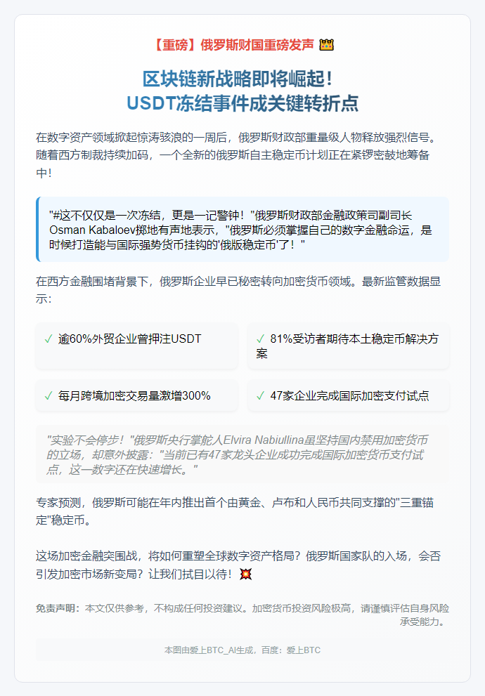 俄官员建议开发多货币稳定币