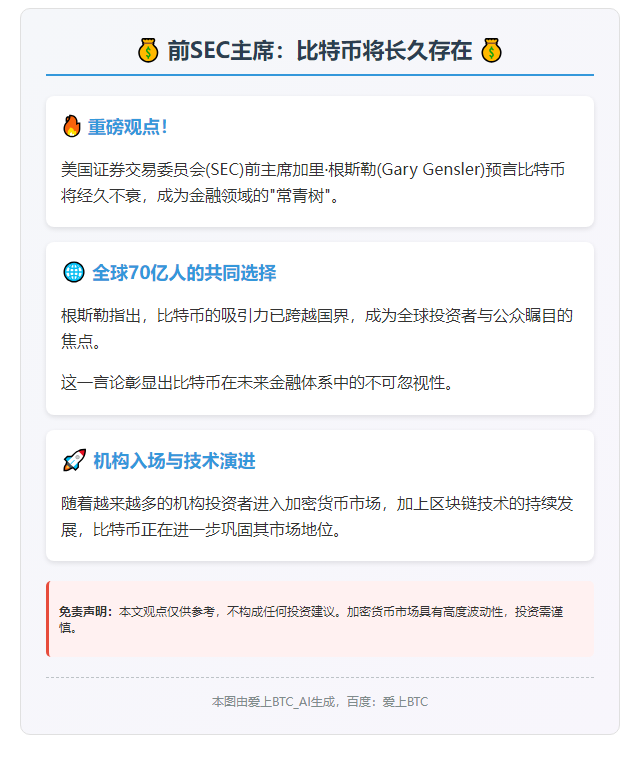 前SEC主席：比特币将长久存在