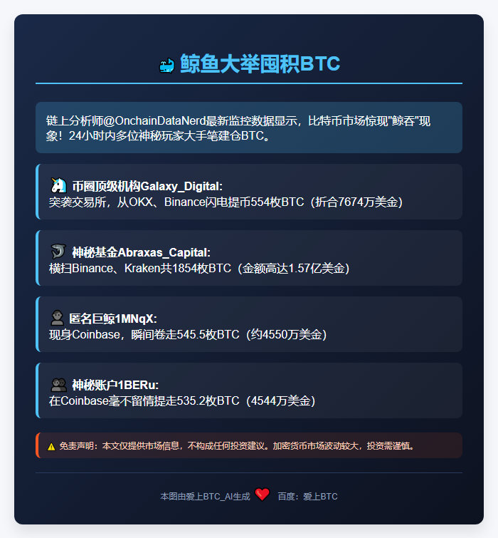 鲸鱼大举囤积BTC
