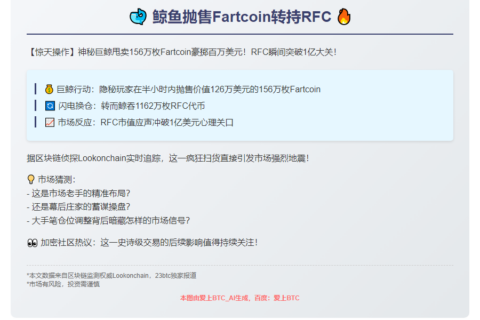 鲸鱼抛售Fartcoin转持RFC