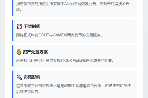 Binance下架GOUT与GAMEAI