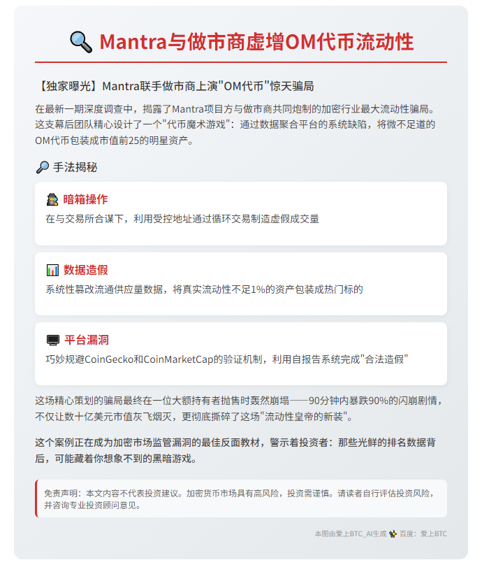 Mantra与做市商虚增OM代币流动性