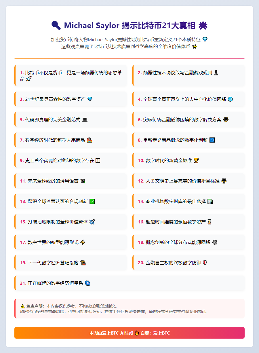 Saylor揭露比特币21个真相