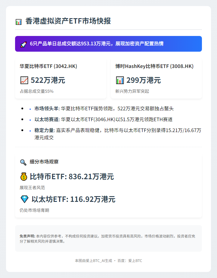香港6只虚拟资产ETF成交额953万