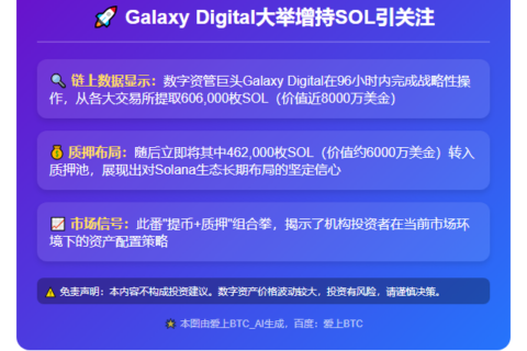 Galaxy Digital 四天提 60.6 万 SOL 并质押 46.2 万