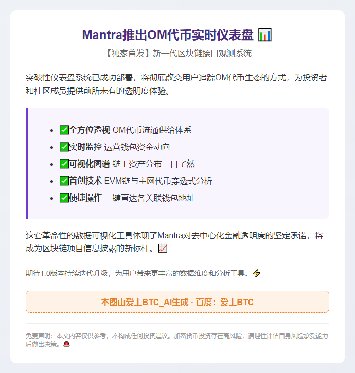 Mantra推出OM代币实时仪表盘
