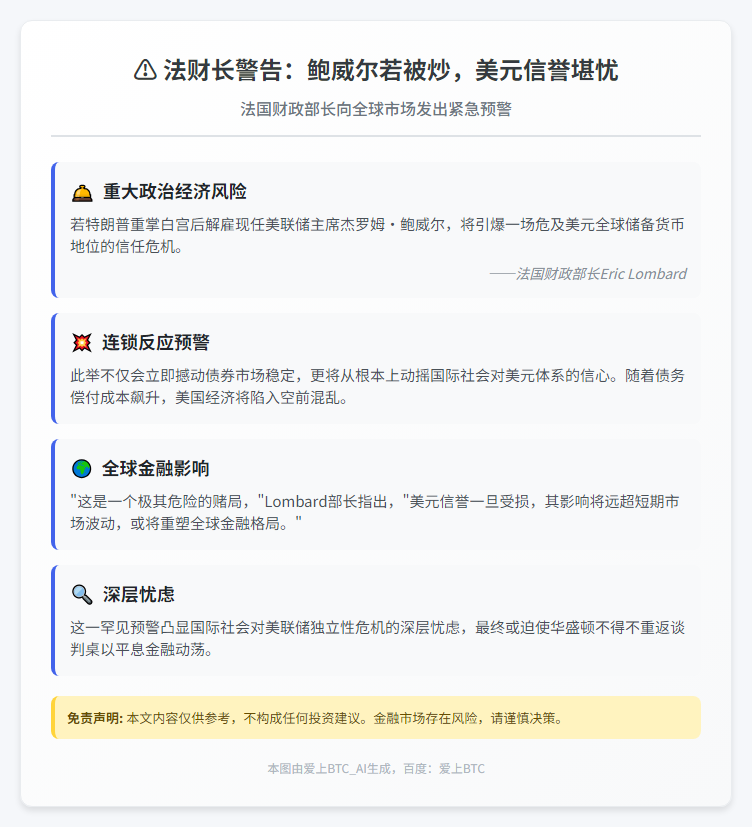 法财长警告：鲍威尔若被炒，美元信誉堪忧