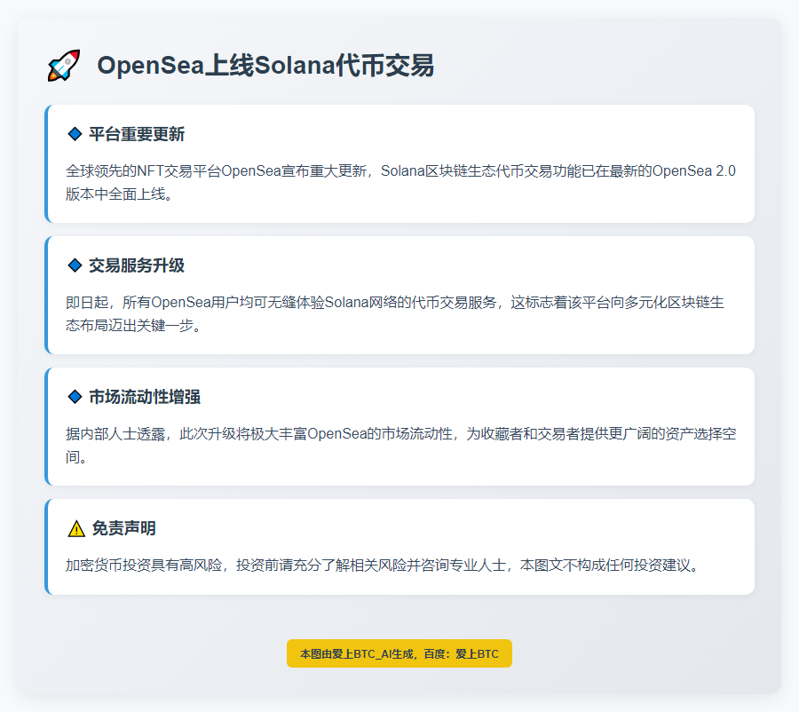 OpenSea上线Solana代币交易