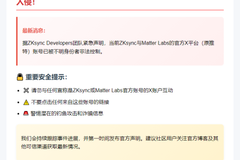 警惕：ZKsync和Matter Labs账号被盗
