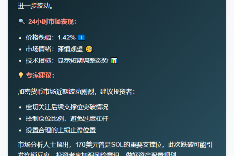 SOL跌穿170美元