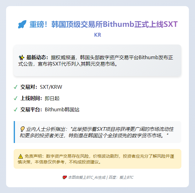 Bithumb上线SXT