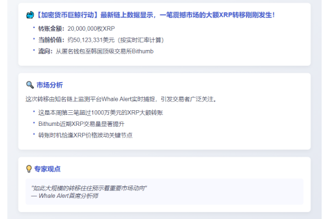 2000万XRP转入Bithumb