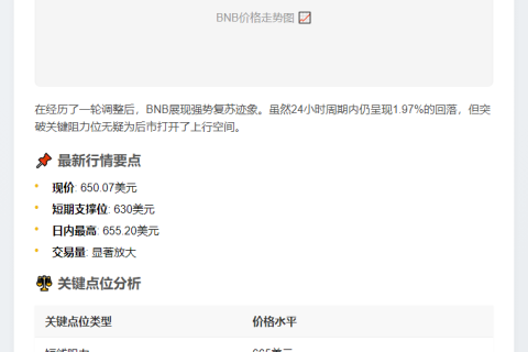 BNB涨破650美元
