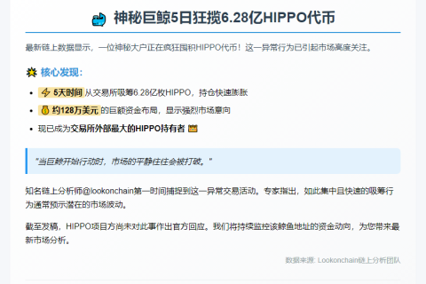 巨鲸五日狂揽6.28亿枚HIPPO