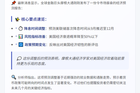 摩根大通：美联储12月或降息