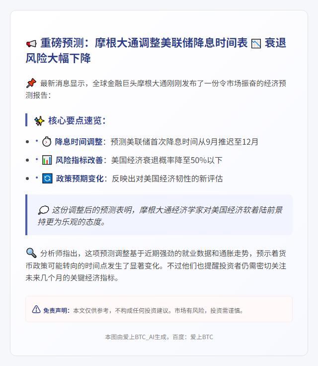 摩根大通：美联储12月或降息
