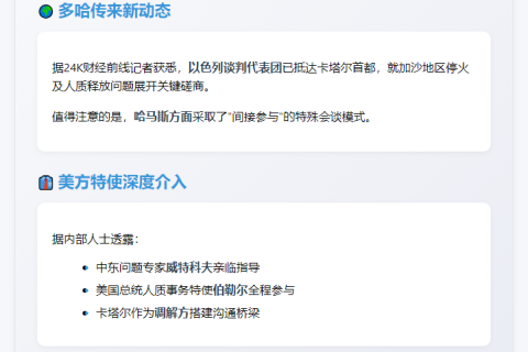 以哈停火谈判在卡塔尔展开
