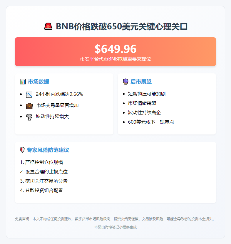 BNB跌破650美元