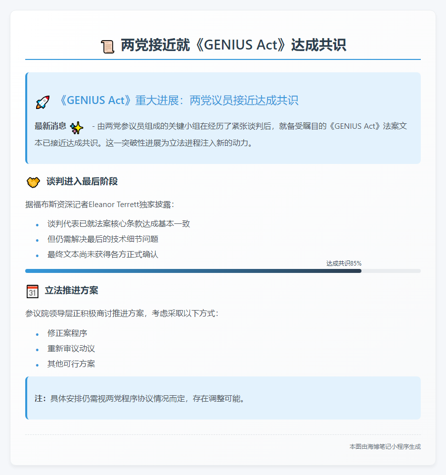 两党接近就《GENIUS Act》达成共识插图 两党接近就《GENIUS Act》达成共识