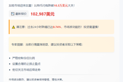 比特币跌破10.3万美元