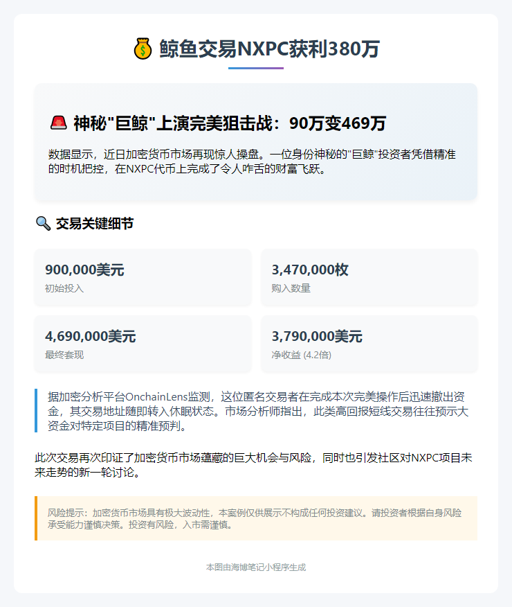 鲸鱼交易NXPC获利380万