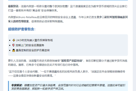 法国内政部加强加密货币企业家安保