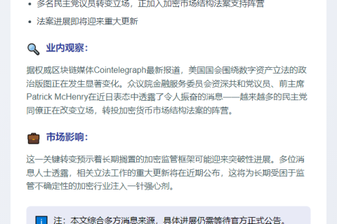 更多民主党人加入美加密法案