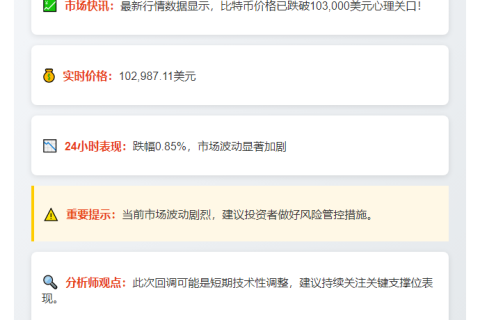 BTC失守10.3万美元