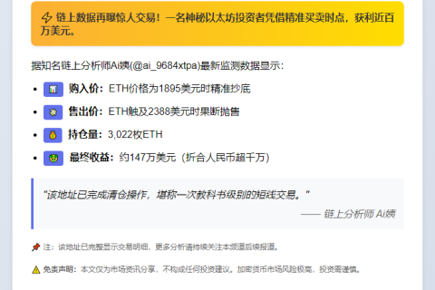 19天狂赚147万美金ETH