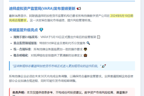 迪拜加密新规合规截止6月19日