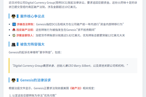 Genesis起诉母公司DCG追讨10亿美元