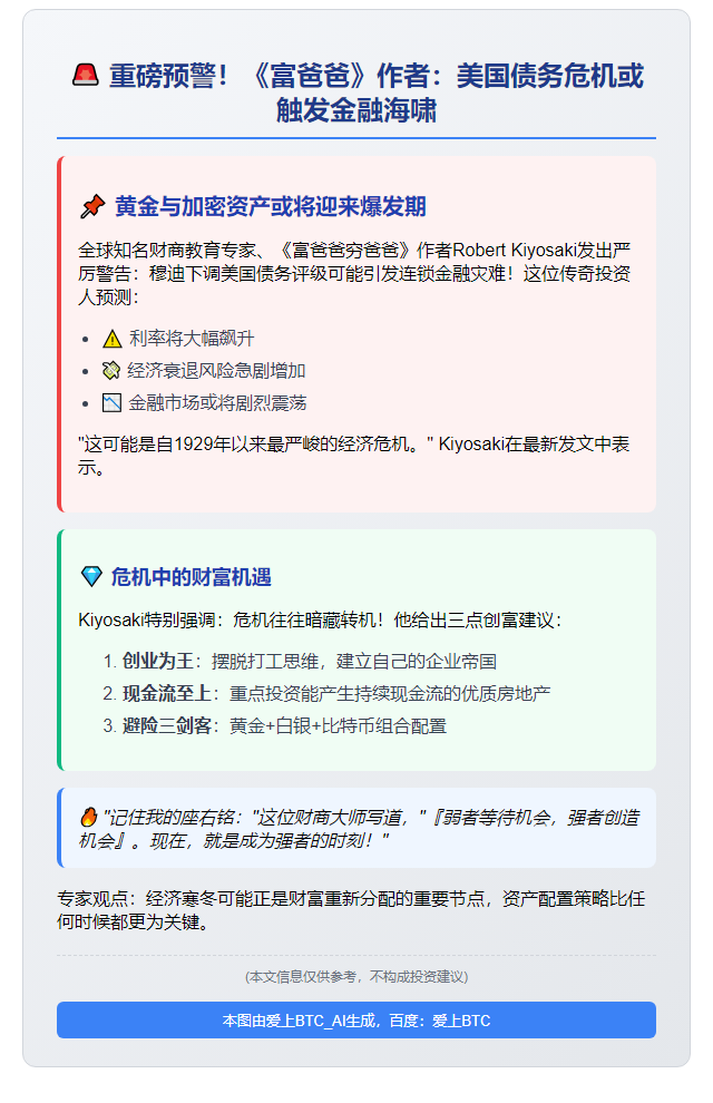 "富爸爸"作者：美降级或致经济危机
