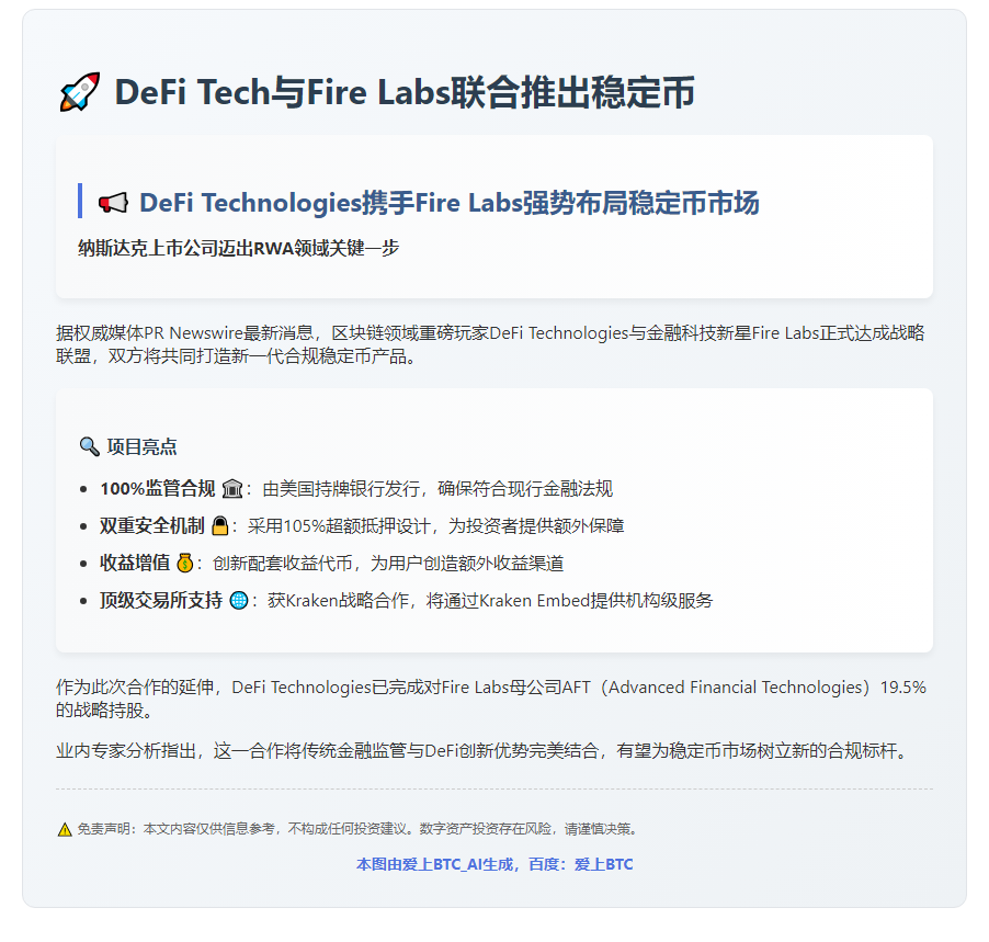 DeFi Tech与Fire Labs联合推出稳定币