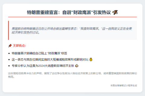 特朗普自称财政鹰派
