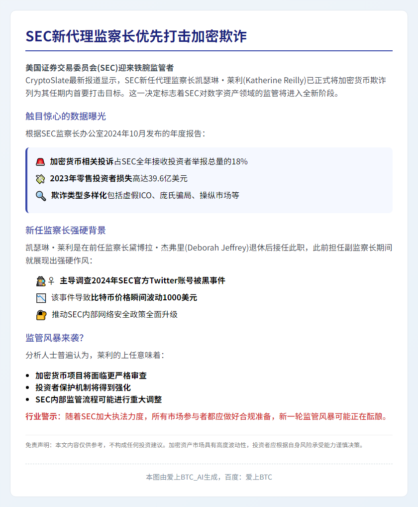 SEC新代理监察长优先打击加密欺诈