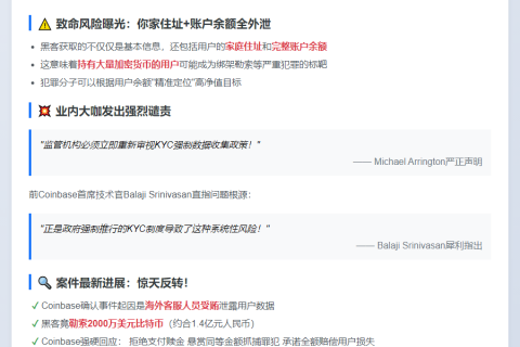 Coinbase数据泄露威胁用户安全