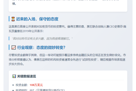 黑石初投比特币