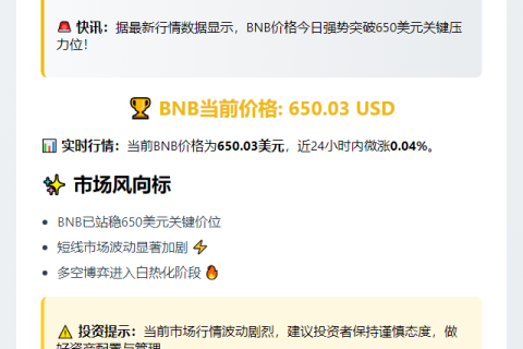 BNB突破650美元