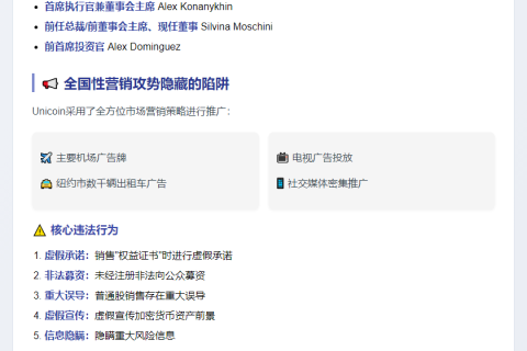 SEC起诉Unicoin高管虚假募资陈述